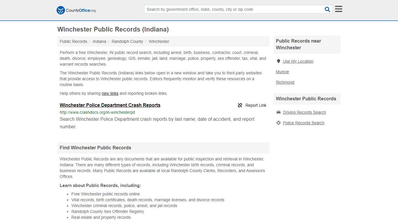 Public Records - Winchester, IN (Business, Criminal, GIS, Property ...