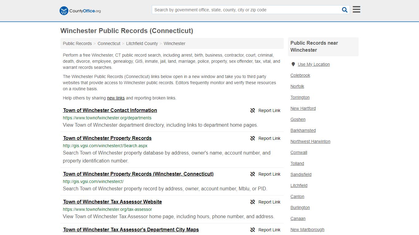 Public Records - Winchester, CT (Business, Criminal, GIS, Property ...