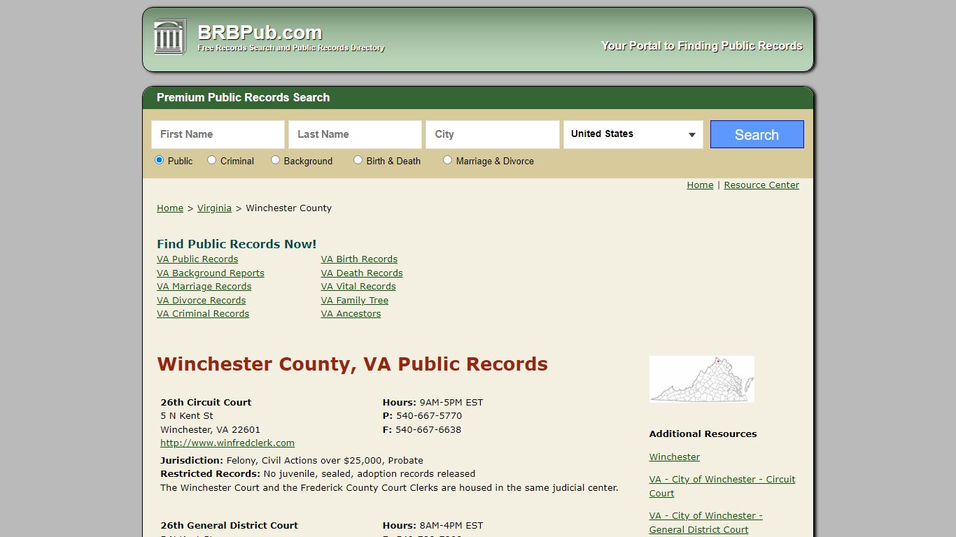 Winchester County Public Records | Search Virginia Government Databases